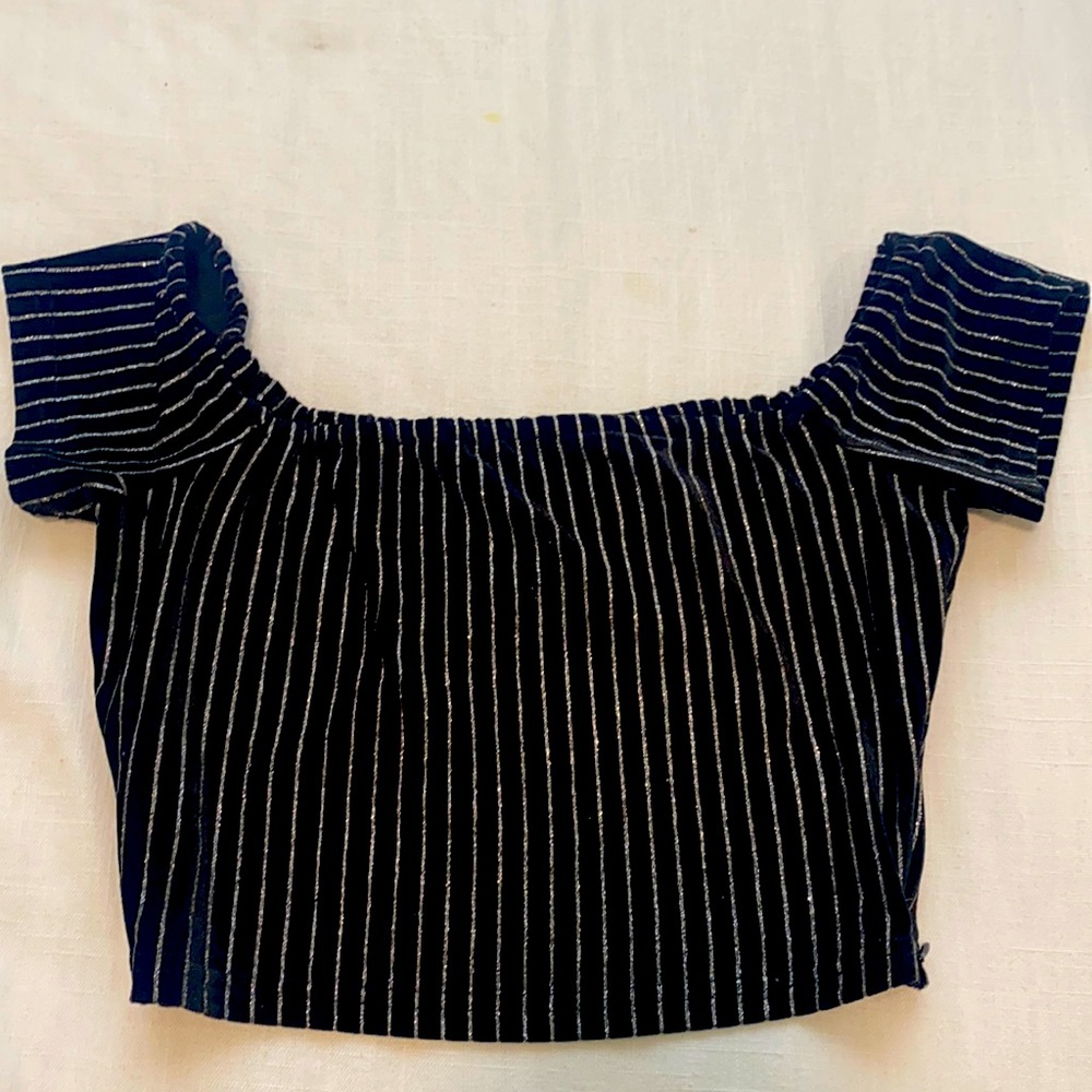 Glittery off shoulder crop top!